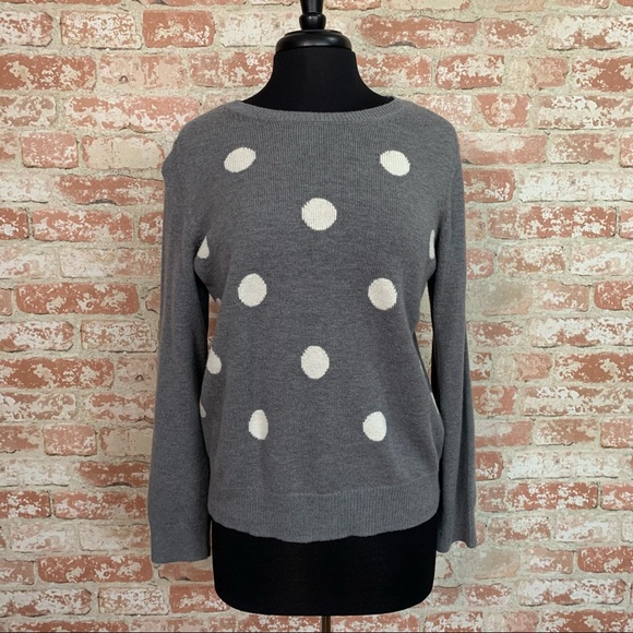 GAP Sweaters - GAP Polka Dot Sweater Long Sleeve Gray